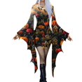 Womens Halloween Dresses 2024 Pumpkin Bats Print Medieval Renaissance