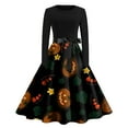 Womens Halloween Dresses 2024 Pumpkin Bats Print Tunic Dress Long