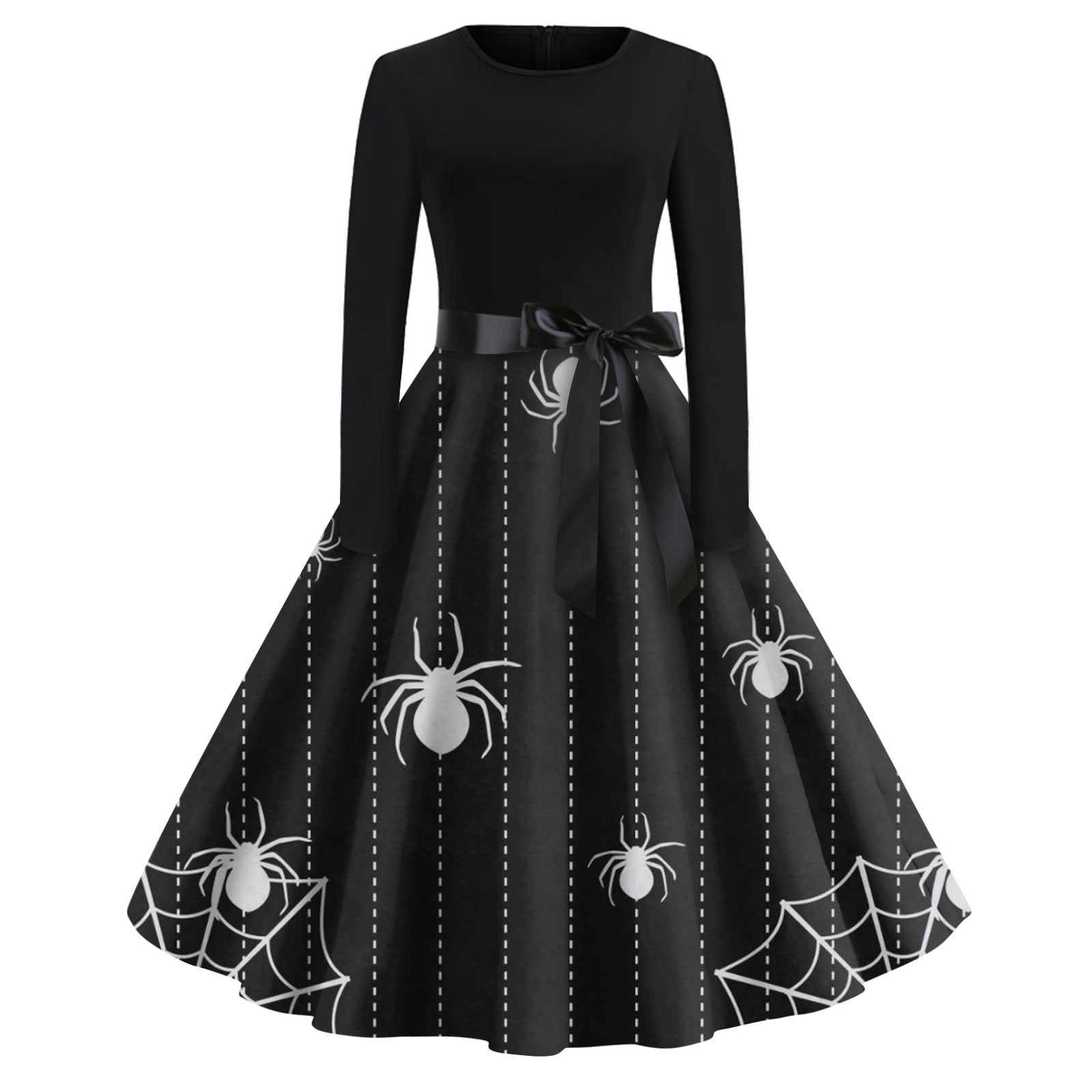 Womens Halloween Dresses 2024 Vintage Flowy Tunic Dress Long Sleeve
