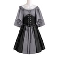 thumbnail image 1 of Womens Halloween Dresses Medieval Renaissance Gothic Off Shoulder Lace Up Underbust Fashion Festival Midi Dress Black L, 1 of 3