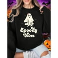 thumbnail image 1 of Womens Halloween Ghost Graphic Sweatshirt Cotton Casual Round-neck long-sleeved Black S-3XL, 1 of 6