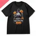 thumbnail image 1 of Womens Halloween Ghost Graphic Tee Spooky T Shirt Tops Short Sleeve Round Neck Cotton Casual Black S-5XL, 1 of 5