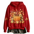 thumbnail image 1 of Womens Halloween Graphic Pullover Oversized Drawstring Long Sleeve Tops Fall Floral Pumpkin Maple Leaf Graphic Hoodies Casual Sweatshirt, 1 of 2