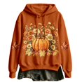 thumbnail image 1 of Womens Halloween Graphic Pullover Oversized Drawstring Long Sleeve Tops Fall Floral Pumpkin Maple Leaf Graphic Hoodies Casual Sweatshirt, 1 of 2