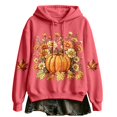thumbnail image 1 of Womens Halloween Graphic Pullover Oversized Drawstring Long Sleeve Tops Fall Floral Pumpkin Maple Leaf Graphic Hoodies Casual Sweatshirt, 1 of 2
