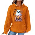 thumbnail image 1 of Womens Halloween Hoodies Pullover Cute Ghost Waffle Knit Hooded Sweatshirt Oversized Drawstring Long Sleeve Top Pocket (Purple XL), 1 of 6