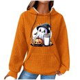 thumbnail image 1 of Womens Halloween Hoodies Pullover Cute Ghost Waffle Knit Hooded Sweatshirt Oversized Drawstring Long Sleeve Top Pocket (White M), 1 of 6