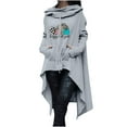 thumbnail image 1 of Womens Halloween Hoodies Pumpkin Ghost Cat Bat Graphic Print Jumper Long Sleeve Round Neck Pullover with Hooded Oversized Loose Tunic Tops Ladies S-XXL, 1 of 4