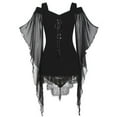 thumbnail image 1 of Womens Halloween Insert Lace Gothic T Shirt Tops Blouse Gothic Lace Stitching Strapless Tops Irregular Stitching Strap Tops Clothes, 1 of 5