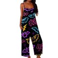 thumbnail image 1 of Womens Halloween Jumpsuits Castle Skeleton Halter Backless Funny Rompers Witch Hat Candy Wide Leg Horror Overalls, M, 1 of 6