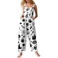 thumbnail image 1 of Womens Halloween Jumpsuits Spiderweb Skull Sleeveless Backless Horror Rompers Pumpkin Witch Hat Halter Funny Overalls, 2XL, 1 of 5