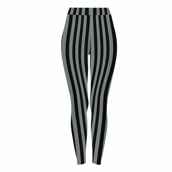 Womens Halloween Leggings Color Block Stripe Printed Stretchy Leggings Yoga Pants High Waisted Leggings for Women