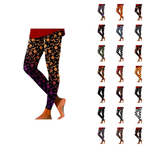 Womens Halloween Leggings Elastic High Waist Funny Print Slim Fit Lifting Tights Pants Workout Yoga Pants