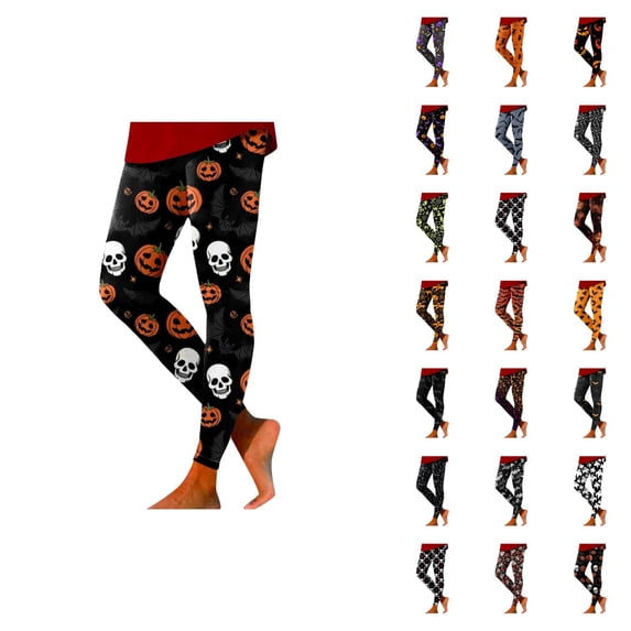Womens Halloween Leggings Elastic High Waist Funny Print Slim Fit Lifting Tights Pants Workout Yoga Pants