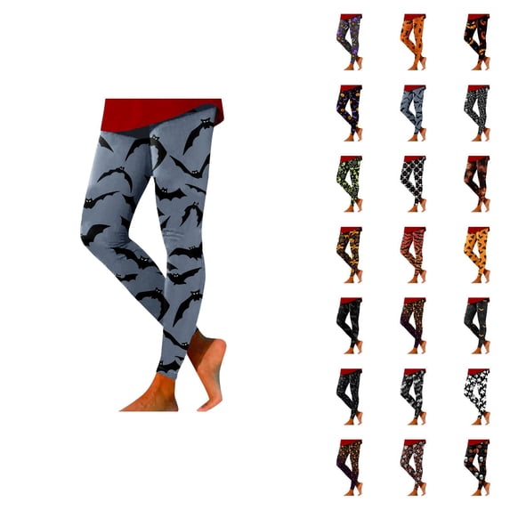 Womens Halloween Leggings Elastic High Waist Funny Print Slim Fit Lifting Tights Pants Workout Yoga Pants