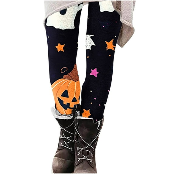 Womens Halloween Leggings High Waist Print Stretchy Soft Comfy Cycling Workout Sports Yoga Casual Pants (L, Multicolor C)