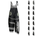 thumbnail image 1 of Womens Halloween Linen Jumpsuits Plus Size Sleeveless Floral Print Loose Wide leg Rompers, 1 of 5