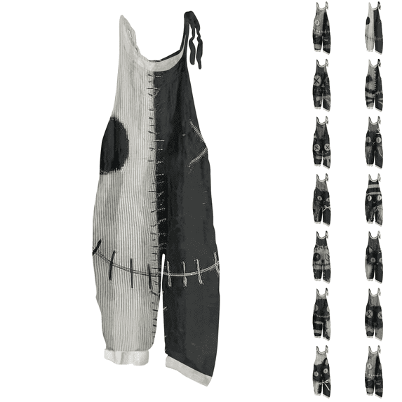 Womens Halloween Linen Jumpsuits Plus Size Sleeveless Print Loose Wide leg Rompers