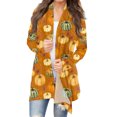 Womens Halloween Long Sleeve Cardigan Knit Sweater Pumpkin Cat Pattern