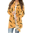 Womens Halloween Long Sleeve Cardigan Knit Sweater Pumpkin Cat Pattern