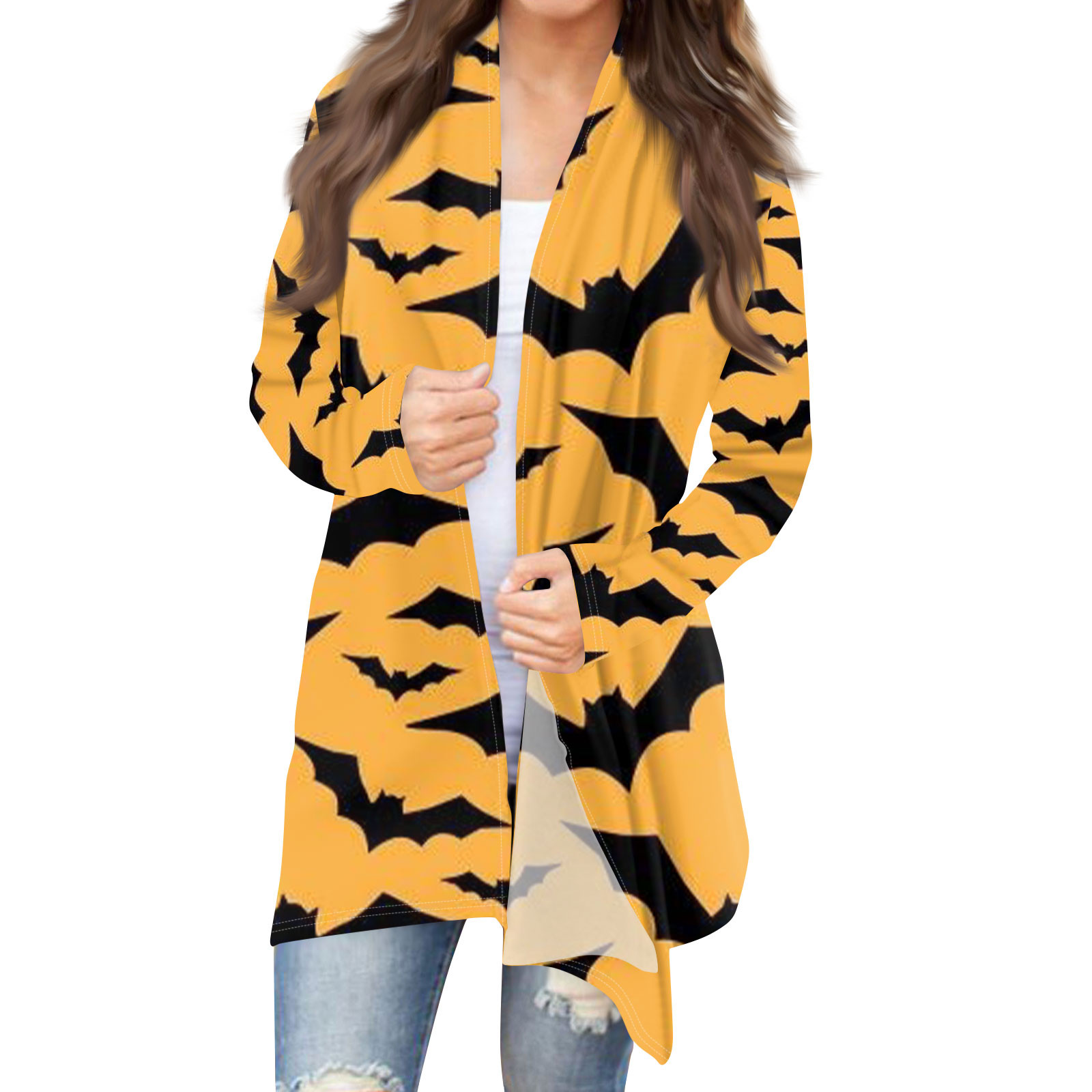 Womens Halloween Long Sleeve Cardigan Knit Sweater Pumpkin Ghost