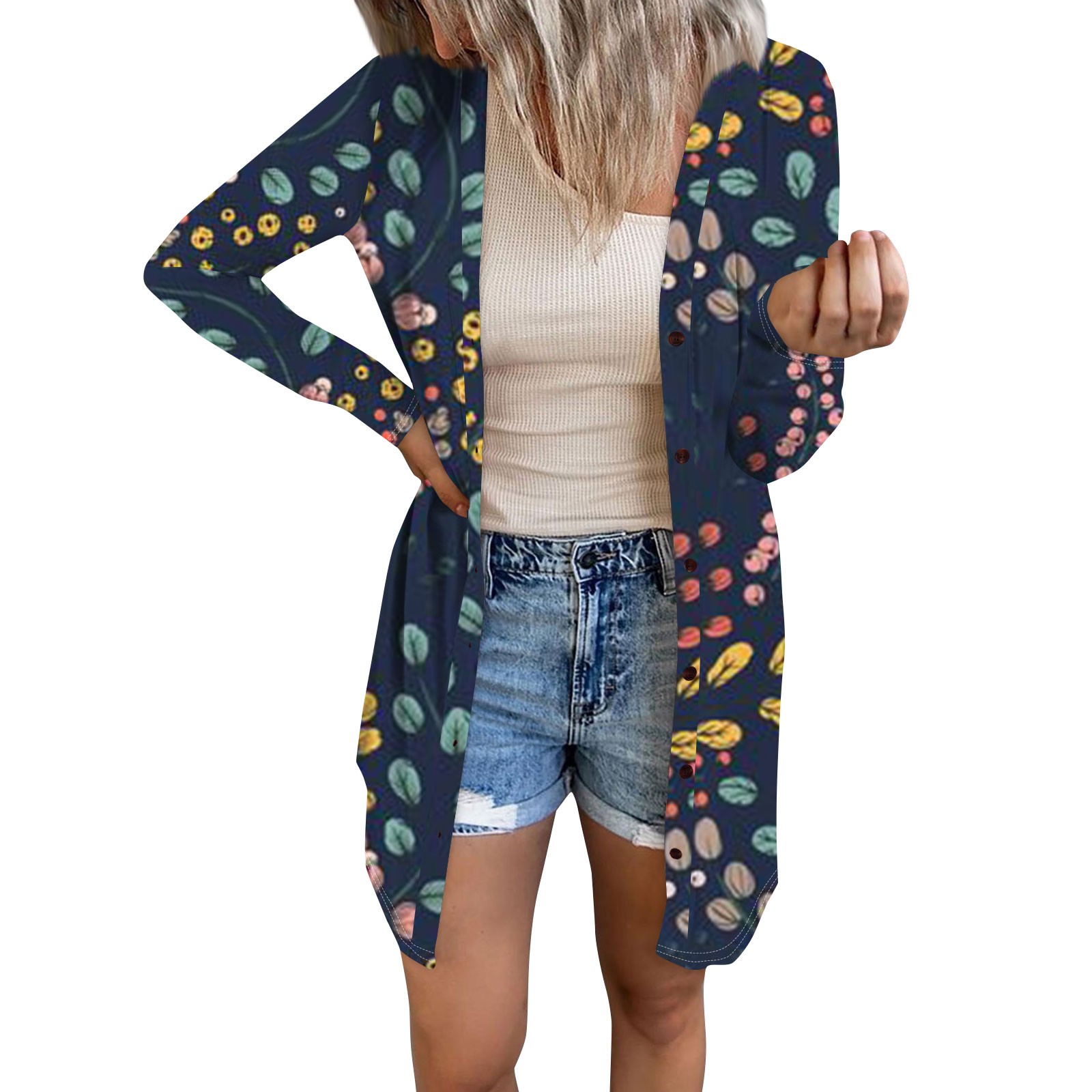 Womens Halloween Long Sleeve Cardigan Pumpkin Bats Print Knit Sweater