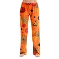 thumbnail image 1 of Womens Halloween Lounge Pants Loose Fit Sleep Pajama Bottoms Full Length Straight Leg Easy Wear Design Elastic Waist No Drawstring Comfy Home Bottoms Orange S, 1 of 6