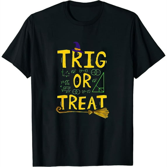 Womens Halloween Math Teacher Trig Or Treat Student School College T-Shirt Black Small