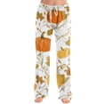 thumbnail image 1 of Womens Halloween Pajama Pants Bat Pumpkin Elastic High Waist Spooky Pajama Pants Ghost Castle Wide Leg Funny Sleep Pants, M, 1 of 3