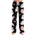 thumbnail image 1 of Womens Halloween Pajama Pants Castle Bat Drawstring Funny Pajama Pants Candy Ghost Wide Leg Horror Sleep Pants, S, 1 of 5