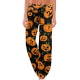 thumbnail image 1 of Womens Halloween Pajama Pants Drawstring Wide Leg Lounge Sleep Bottoms Relaxed Fit Full Length Comfy Pjs Breezy Wide Leg with Adjustable Waist for Cozy Nights Saffron 2XL, 1 of 6