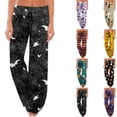 thumbnail image 1 of Womens Halloween Pajamas Cartoon Pumpkin Ghost Sleepwear Wide Leg Pants Soft Lounge Bottoms Cozy Sleepwear, 1 of 7
