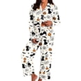 thumbnail image 1 of Womens Halloween Pajamas Long Sleeve Button Down Collar Shirt Long Pants Comfortable Loungewear 2 Piece Pajama Set for Women White L, 1 of 4