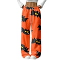 thumbnail image 1 of Womens Halloween Pajamas Pants Pumpkin Ghost Pajama Cute Soft Long Lounge Bottoms Pjs,Ginger,S, 1 of 5