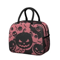 Womens Halloween Pink Spooky Pumpkins and Bats Lunch Box for Work,Insulated Lunch Bag for Women,Loncheras Para Mujer,Leakproof Adult Lunch Bag for Work,Beach,Travel,Picnic,Camping