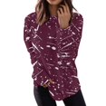 thumbnail image 1 of Womens Halloween Print Long Sleeve Tunic Tops Dressy Casual Round Neck Pullover Loose Fit Blouses Pullover Top, 1 of 4