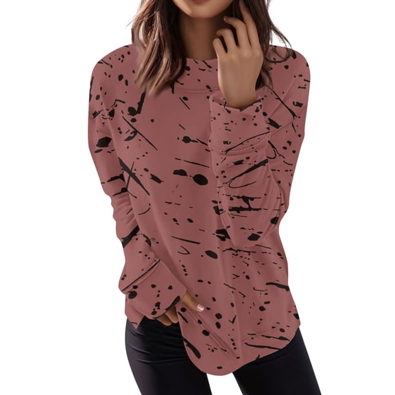 Womens Halloween Print Long Sleeve Tunic Tops Dressy Casual Round Neck Pullover Loose Fit Blouses Pullover Top