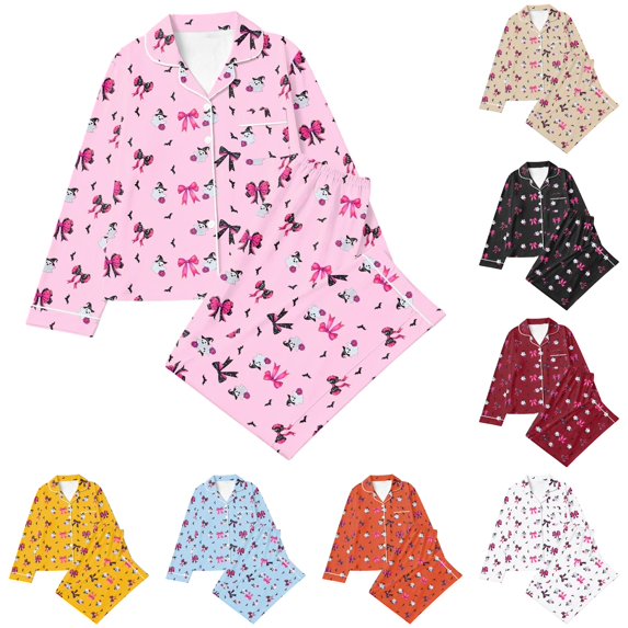 Womens Halloween Print Pajama Set Loungewear Top with Pants Relaxed Wear