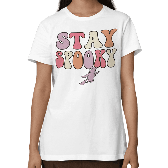 Womens Halloween Printed Short Sleeve T Shirts, Spooky, Pumpkin S-2XL