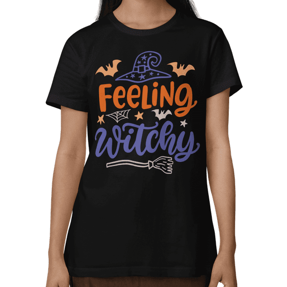 Womens Halloween Printed Short Sleeve T Shirts, Spooky, Pumpkin S-2XL