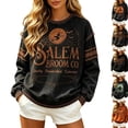 thumbnail image 1 of Womens Halloween Pumpkin Graphic Hoodie Vintage Loose Fit Long Sleeve Hooded Sweatshirt Soft Fabric Daily Tops for Holiday Festival Dark Gray XL, 1 of 7