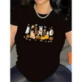 thumbnail image 1 of Halloween Womens Pumpkin Graphic Spooky Tee T Shirt Tops Commuting Short Sleeve Round Neck Black S-5XL, 1 of 5
