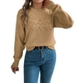 thumbnail image 1 of Womens Halloween Pumpkin Sweater Cute Crewneck Knitted Long Sleeve Pullover Tops Fall Winter Fashion Clothes #01 Khaki Size L, 1 of 6