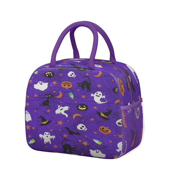 Womens Halloween Purple Spider Web Pattern Lunch Box for Work,Insulated Lunch Bag for Women,Loncheras Para Mujer,Leakproof Adult Lunch Bag for Work,Beach,Travel,Picnic,Camping