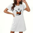 thumbnail image 1 of Womens Halloween Shirt Dresses Short Sleeve Crew Neck Halloween Skeleton Pumpkin Printed Loose Dresses, 1 of 3
