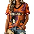 thumbnail image 1 of Womens Halloween Shirts Funny Graphic Print Halloween Shirt Short Sleeve Halloween Blouse Tees, 1 of 3