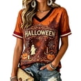 thumbnail image 1 of Womens Halloween Shirts Funny Graphic Print Halloween Shirt Short Sleeve Halloween Blouse Tees, 1 of 2