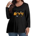 Womens Halloween Shirts Plus Size Pumpkin Ghost Print Tunic Long Sleeve