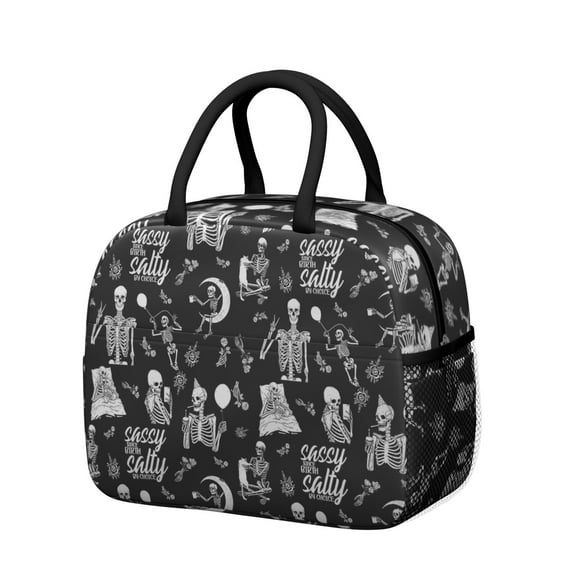 Womens Halloween Skeleton Fun Pattern Lunch Box for Work,Insulated Lunch Bag for Women,Loncheras Para Mujer,Leakproof Adult Lunch Bag for Work,Beach,Travel,Picnic,Camping