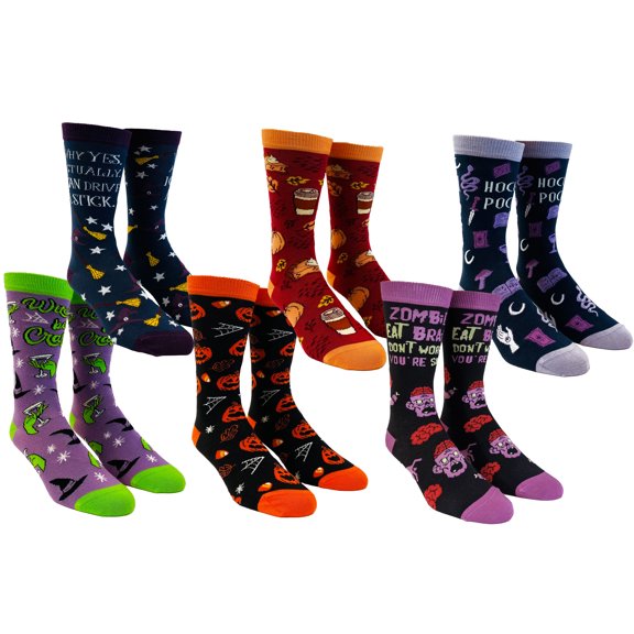 Womens Halloween Sock Bundle Funny 6 Pack of Spooky October Girls Footwear